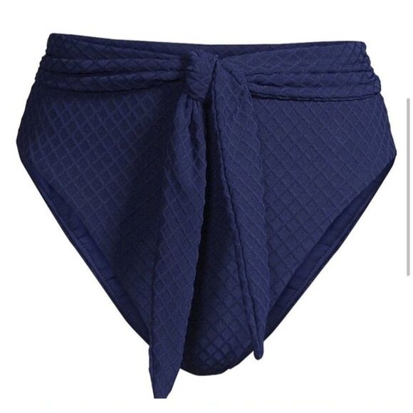 MARA HOFFMAN goldie high waisted tie front navy blue bikini bottom size small - Picture 2 of 6